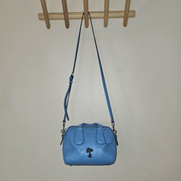 Coach x Peanuts Snoopy Limited Edition Mini Surrey Satchel Bag Blue Leather 3643 - Picture 3 of 16